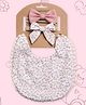 Polka Tots Cotton Set Of 2 Floral Printed & Solid Bow Headbands With 1 Floral Printed Bib Set - White