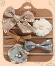 Polka Tots Set Of 5 Cotton Floral & Bow Headbands - Brown & Grey