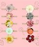 Polka Tots Set Of 10 Cotton Floral Headbands - Multi Colour