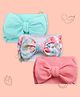 Polka Tots Set Of 3 Cotton Solid & Floral Printed Bow Headbands - Multi Colour