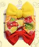 Polka Tots Set Of 3 Cotton Solid & Floral Printed Bow Headbands - Yellow & Red