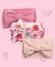 Polka Tots Set Of 3 Cotton Solid & Floral Printed Bow Headbands - Multi Colour