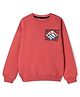 Doreme Fleece Knitted Full Sleeves Sweatshirt With Text Print - Red