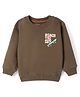 Doreme Fleece Knitted Full Sleeves Sweatshirt With Text Print - Brown