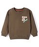 Doreme Fleece Knitted Full Sleeves Sweatshirt With Text Print - Brown