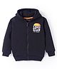 Doreme Fleece Knit Full Sleeves Hooded Sweatjacket Text Print - Charcoal Grey