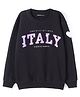 Doreme Fleece Knit Full Sleeves Text Printed Sweatshirt - Black