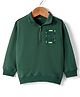 Doreme Fleece Knit Full Sleeves Sweatshirt With Text Print - Green