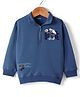 Doreme Fleece Knit Full Sleeves Sweatshirt with Text Print - Navy Blue