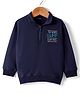 Doreme Fleece Knit Full Sleeves Sweatshirt with Text Print - Navy Blue