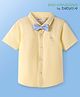Babyoye 100% Cotton Solid Dyed Half Sleeves Shirt with Bow & Heart Embroidery - Yellow