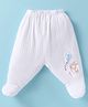 Pink Rabbit Cotton Knit Full Length Footed Legging With Animal Print - White