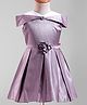 Twetoons Woven Half Cold Shoulder Sleeves Shimmered Party Frock with Floral Applique - Purple