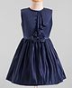 Twetoons Woven Sleeveless Frock with Floral Applique - Navy Blue
