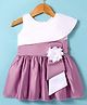 Twetoons Satin Woven Sleeveless Party Frock With Floral Applique - Purple & White