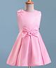 Twetoons Satin Woven Sleeveless Party Dress With Floral & Bow Applique - Pink