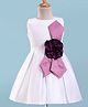 Twetoons Satin Woven Sleeveless Party Dress With Floral Corsage Applique - White