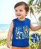 Babyoye 100% Cotton Knit Sleeveless Tank T-Shirt with Trees Please Text Print - Blue