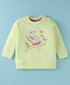 Zero Cotton Knit Full Sleeves Winter T-Shirt with Caterpillar  Print - Light Green