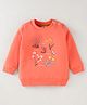 Zero Cotton Knit Full Sleeves Text & Floral Print T-Shirt - Orange