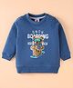 Zero Cotton Knit Full Sleeves Text & Bear Printed T-Shirt - Blue