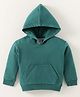 Zero Cotton Knit Full Sleeves Solid Color Hooded Sweatshirt with Kangaroo Pockets - Teal Blue
