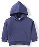 Zero Cotton Knit Full Sleeves Solid Color Hooded Sweatshirt with Kangaroo Pockets - Navy Blue