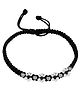 Darshraj Jewels 925 Sterling Silver Ball with Beads Flower Design Thread Bracelet | Anklet  - Black