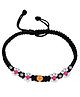 Darshraj Jewels 925 Sterling Silver Ball with  Smile & Beads Thread Bracelet | Anklet - Black