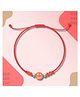 Darshraj Jewels 925 Sterling Silver Ball with Smile Beads Handmade Thread Bracelet | Anklet | Nazariya - Red
