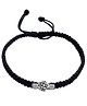 Darshraj Jewels 925 Sterling Silver Ball & Flower Handmade Thread Anklet - Black