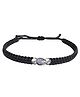 Darshraj Jewels 925 Sterling Silver Ball & Tilak Shape Beads Handmade Thread Anklet and Bracelet - Black