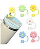 House of Quirk 5PCS Silicone Straw Covers Cap Compatible with Stanley 10mm Cute Flower Straw Toppers for Tumblers Dust-Proof Drinking Straw Caps for Reusable Straws Tips Lids-Multicolor