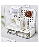 House of Quirk Hook Drawer Type Hole Board Small Card Stand Display Desktop Storage Box Desk Stationery Organization-White