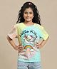 Kidsville Hello Kitty Featuring Half Sleeves Kitty White & Unicorn Printed & Tie Dye Tee - Pink Blue & Yellow
