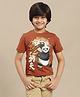 Kidsville Kung Fu Panda Featuring Half Sleeves Po Printed Tee - Brown