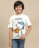 Kidsville Peanuts Featuring Half Sleeves Snoopy Printed Tee - White