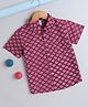 The Magic Wand Cotton Half Sleeves Floral Motif Printed Shirt - Wine