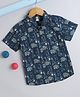 The Magic Wand Cotton Half Sleeves Animlas Motif Printed Shirt - Indigo Blue