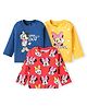 Babyhug Disney Cotton Knit Full Sleeves T-Shirts with Minnie Mouse Graphics Pack of 3 - Blue Yellow & Red