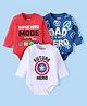 Babyhug Marvel Interlock Knit Full Sleeves Onesies with Avengers Graphics Pack of 3 - Red Blue & White