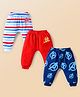 Babyhug Marvel Interlock Knit Full Length Diaper Leggings with Avengers Print Pack of 3 - Red Navy Blue & White