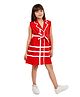 Olele Denim Sleeveless Striped Dress With Belt - Red