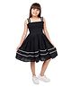 Olele Cotton Sleeveless Lace Embellished Smocked Dress - Black