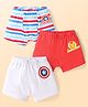 Babyhug Marvel Cotton Knit Trunks with Stripes & Avengers Graphics Pack of 3 - Red White & Blue