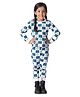 Plan B Cotton Blend Full Sleeves Winter Theme Smiley Printed Thermal Tee & Joggers Set - Cream, Blue