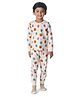 Plan B Cotton Blend Full Sleeves Fluffies Printed Thermal Tee & Joggers Set - Cream