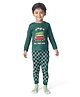 Plan B Cotton Blend Christmas Theme Full Sleeves Santa Van Printed Thermal Tee & Joggers Set - Dark Green