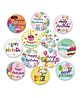 Zyozi MultiColor Happy Birthday Badge, Happy Birthday Pin Badge for Kids (PACK OF 12)