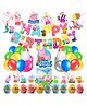Zyozi Pig Theme Birthday Banner, Cake Topper, Balloons, Cupcake Toppers, Hanging Swirls, Pig Party Supplies MultiColor - Pack of 43